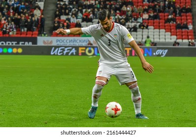 Kazan, Russia – October 10, 2017. Iran National Football Team Left-back Ehsan Hajsafi During International Friendly Russia Vs Iran (1-1)