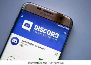 Kazan, Russian Federation - Jun 15, 2018: Discord Mobile App On The Display Of Tablet PC.