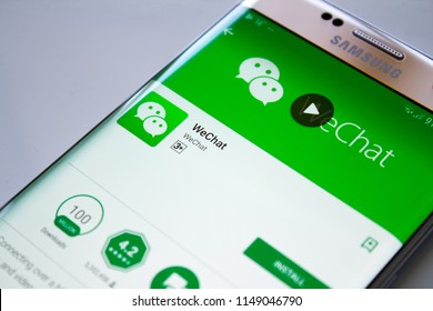Kazan, Russian Federation - Jun 15, 2018: WeChat application in Play Store. WeChat application on smartphone.