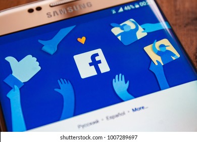 Kazan, Russian Federation - Sep 15, 2017: Home Page Of Social Network Site Facebook,Facebook Notifications Of Friend Request, Facebook Is A Social Networking Service, Owned And Operated By Facebook