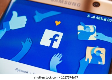 Kazan, Russian Federation - Sep 15, 2017: Home Page Of Social Network Site Facebook,Facebook Notifications Of Friend Request, Facebook Is A Social Networking Service, Owned And Operated By Facebook