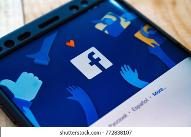 Kazan, Russian Federation - Sep 15, 2017: Home page of social network site Facebook,Facebook notifications of friend request, Facebook is a social networking service, owned and operated by Facebook