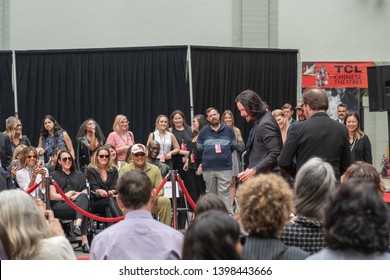 Keanu Reeves. Actor's Handprints and Footprints Cemented on Hollywood Boulevard. Chinese Theater Event, Guests, Celebrities, Halle Berry, Laurence Fishburne.
Hollywood, California, USA, May 14, 2019