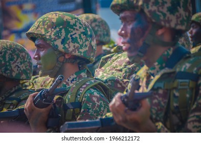 KEDAH, MALAYSIA - AUG 31, 2019 : An Image Of Malaysian Army Are Marching During Independence Day Of Malaysia.