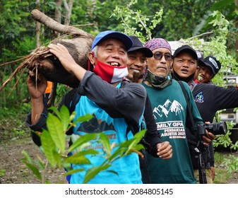 Kediri, East Java, Indonesia - November 20th, 2021 : People Reforestation Together