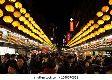Keelung City,Taiwan - Jan 5th,2018 : Keelung Miaokou Night Market