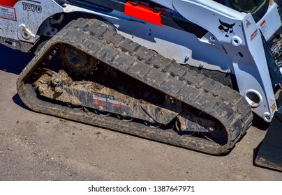 Keenesburg, Colorado / USA - 28  April 2019: The Wild Animal Sanctuary
Bobcat T870 Multi Terrain Loader With Worn Tracks.