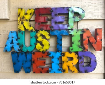 Keep Austin Weird Multicolored Metal Sign