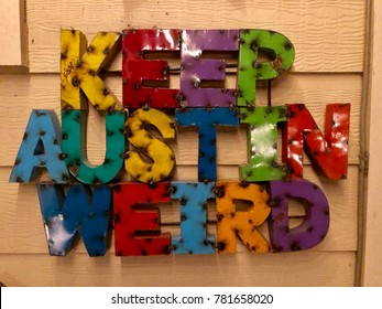 Keep Austin Weird Multicolored Metal Letters Sign