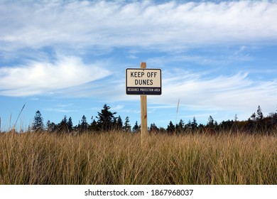 Keep Off Dunes Sign For Wildlife Protection In Acadia National Park