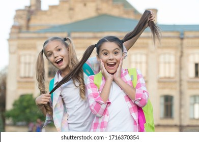 Keep Your Hair Long. Happy Children Hold Long Hair. School Girls In Pigtails. Trendy Long Hairstyle. Long Hair Growth Stimulant. Natural Hair Extensions. Salon That Cares About You. Haircare.