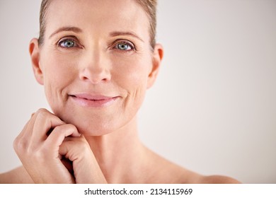 Keeping Her Skin Looking Great With Good Beauty Habits. Cropped Studio Portrait Of An Attractive Mature Woman.