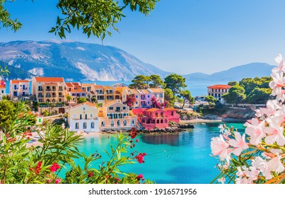 Kefalonia, Greece. Colorful village of Assos in Kefalonia. - Shutterstock ID 1916571956