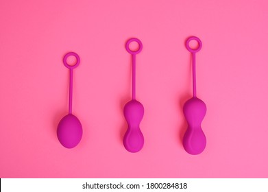 Kegel Trainer. Latex Vaginal Vibrator For Training The Pelvic Floor Muscles With An Antenna. The Device For Imbuilding. Women Health. High Quality . Copy Space. 