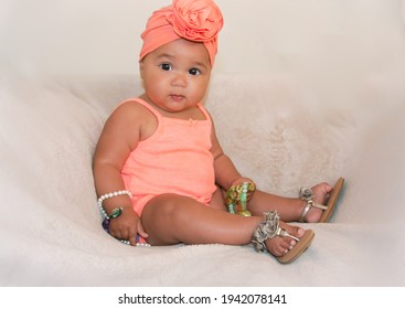 Keilani Looking Surprised, But Glamourous In Her Head Wrap, Sandals And Jewelry