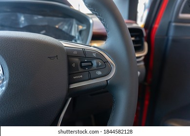 Kelantan, Malaysia - 30 October 2020: A Photograph Of Brand New 2020 Proton X50 Interior.