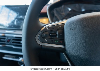 Kelantan, Malaysia - 30 October 2020: A Photograph Of Brand New 2020 Proton X50 Interior.