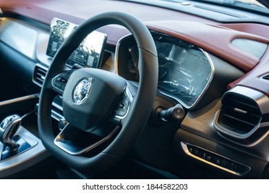 Kelantan, Malaysia - 30 October 2020: A Photograph Of Brand New 2020 Proton X50 Interior.