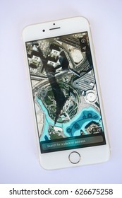 Kelantan, Malaysia. April 2017 - An Iphone on a white background with the satellite image of Burj Khalifa