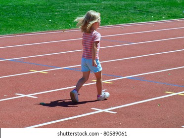 KELOWNA, CANADA - JULY 3: Unidentified Child On Fun Run On 27th Annual Jack Brow Memorial Track And Field Meet July 3, 2011, Kelowna, Canada