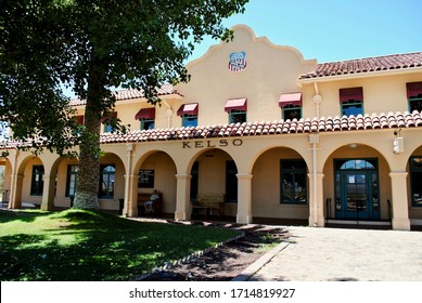 Kelso, CA - 2017: The Kelso Depot, Restaurant And Hotel, Is Now The National Park Service Mojave National Preserve Visitors Center. Example Of A Mission And Spanish Colonial Revival Architecture.