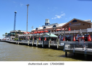 KEMAH, TX – APR 21: Kemah Boardwalk, Near Houston, Texas, On Apr 21, 2019. It Is A 60-acre Texas Gulf Coast Theme Park And Considered One Of The Premier Boardwalks In The US.