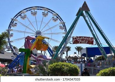 KEMAH, TX – APR 21: Rides At Kemah Boardwalk, In Kemah, Near Houston, Texas, On Apr 21, 2019. It Is A 60-acre Texas Gulf Coast Theme Park And Considered One Of The Premier Boardwalks In The US.