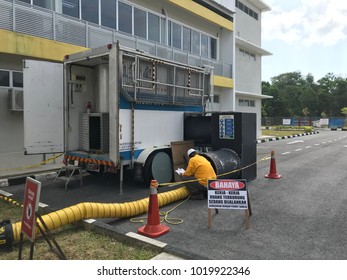 KEMAMAN, MALAYSIA - 8 February 2018: Confined Space Training Was Conducted In A Mobile Training Unit At NIOSH Training Centre.