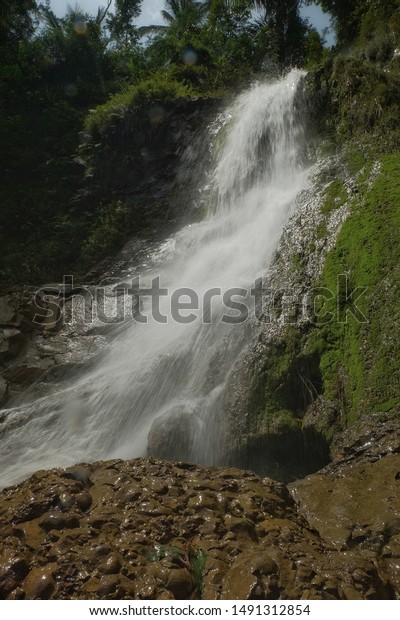 Kembang Soka Waterfall Waterfall Background Stock Photo