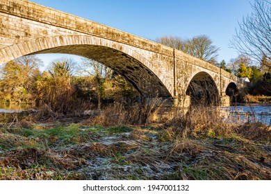 The Ken Bridge On A Winters Day, With Frost On The Ground, Beside The Water Of Ken At New Galloway, Dumfries And Galloway, Scotland