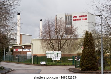 Kendal, Cumbria, UK: - April 3 2020: The Lake District Business Park Showing Industrial Buildings On A Very Quiet Day  With No People About