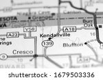 Kendallville. Iowa. USA on a map