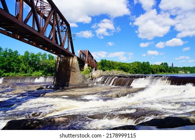  Kennebec River And Falls In Maine State