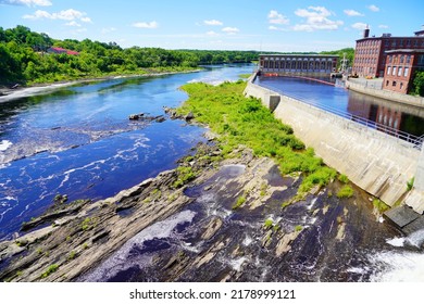  Kennebec River And Falls In Maine State