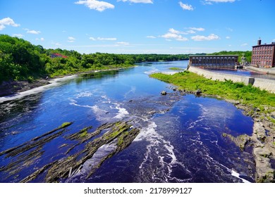  Kennebec River And Falls In Maine State