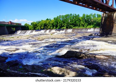  Kennebec River And Falls In Maine State