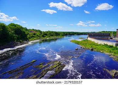  Kennebec River And Falls In Maine State