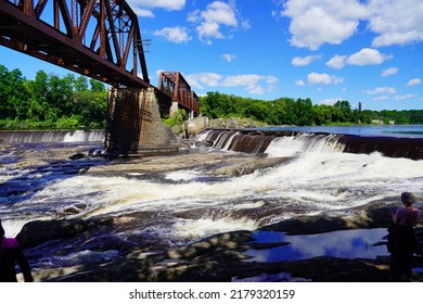  Kennebec River And Falls In Maine State