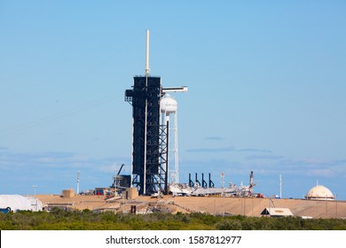 KENNEDY SPACE CENTER, FLORIDA, USA - DECEMBER 2, 2019: NASA Launch Site LC-39A At Kennedy Space Center. The LC-39A Is Used By SpaceX For Falcon 9 And Falcon Heavy Launches