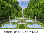 KENNETT SQUARE, PENNSYLVANIA, USA - JUNE 10, 2016:  Longwood Gardens botanical gardens at the Italian water garden.