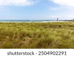 Kenosha Wisconsin Northpier lighthouse at Simmons Island Beach in Kenosha Wisconsin 