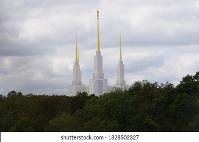 Kensington, Maryland - September 5, 2019: The Washington, D.C. LDS Temple From The Capital Beltway