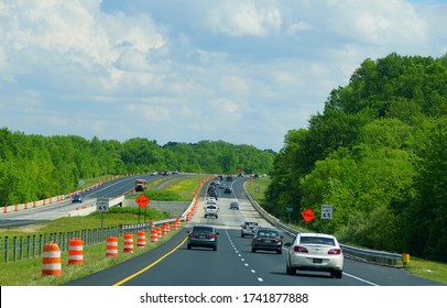 Kent County, Delaware - May 23, 2020 - The View Of The Traffic On Route 1 Towards Dover In The Summer