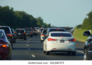 Kent County, Delaware, U.S.A - September 8, 2020 - The View Of The Traffic On Route 1 Towards Dover In The Summer