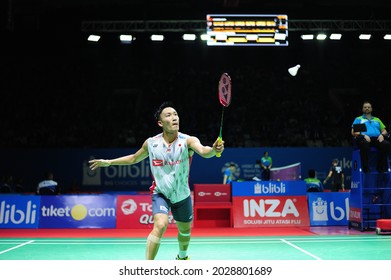 Kento Momota From Japan In Action At Blibli Indonesia Open 2018 At Istora Senayan, Jakarta, Indonesia. July 05 2018.