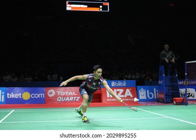 Kento Momota From Japan In Action During The Blibli Indonesia Open 2018 At Istora Senayan, Jakarta, Indonesia. July 08 2018.