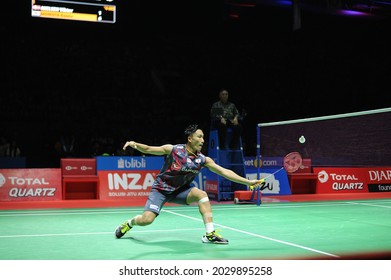 Kento Momota From Japan In Action During The Blibli Indonesia Open 2018 At Istora Senayan, Jakarta, Indonesia. July 08 2018.