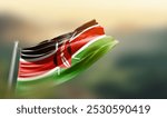 Kenya flag waving with beautiful background. The flag blowing with green blur background. Kenya national flag for independence day.