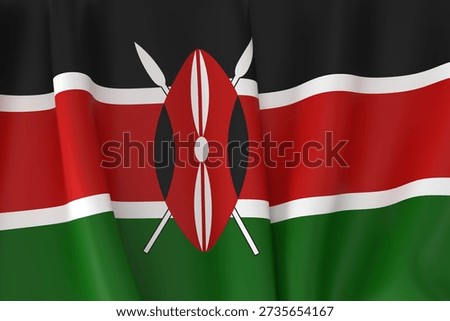 Kenya flag waving close-up background