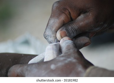 Kenyan Man Carving Soap Stone